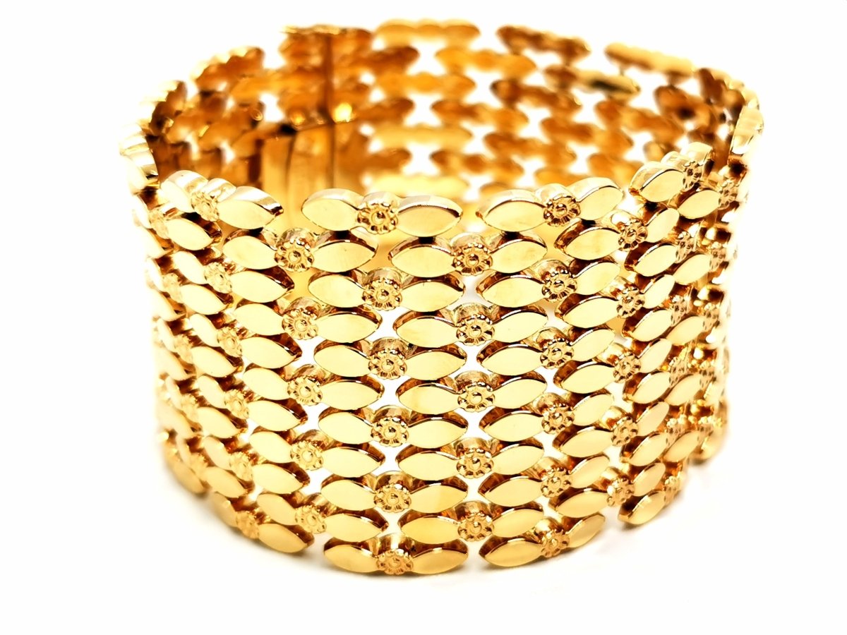 Bracelet Manchette maille en or jaune - Castafiore