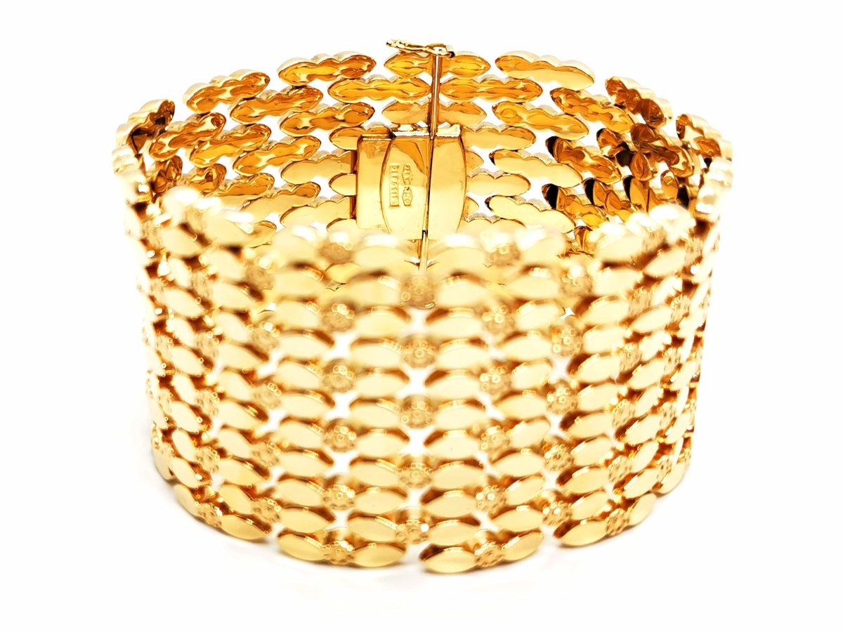 Bracelet Manchette maille en or jaune - Castafiore