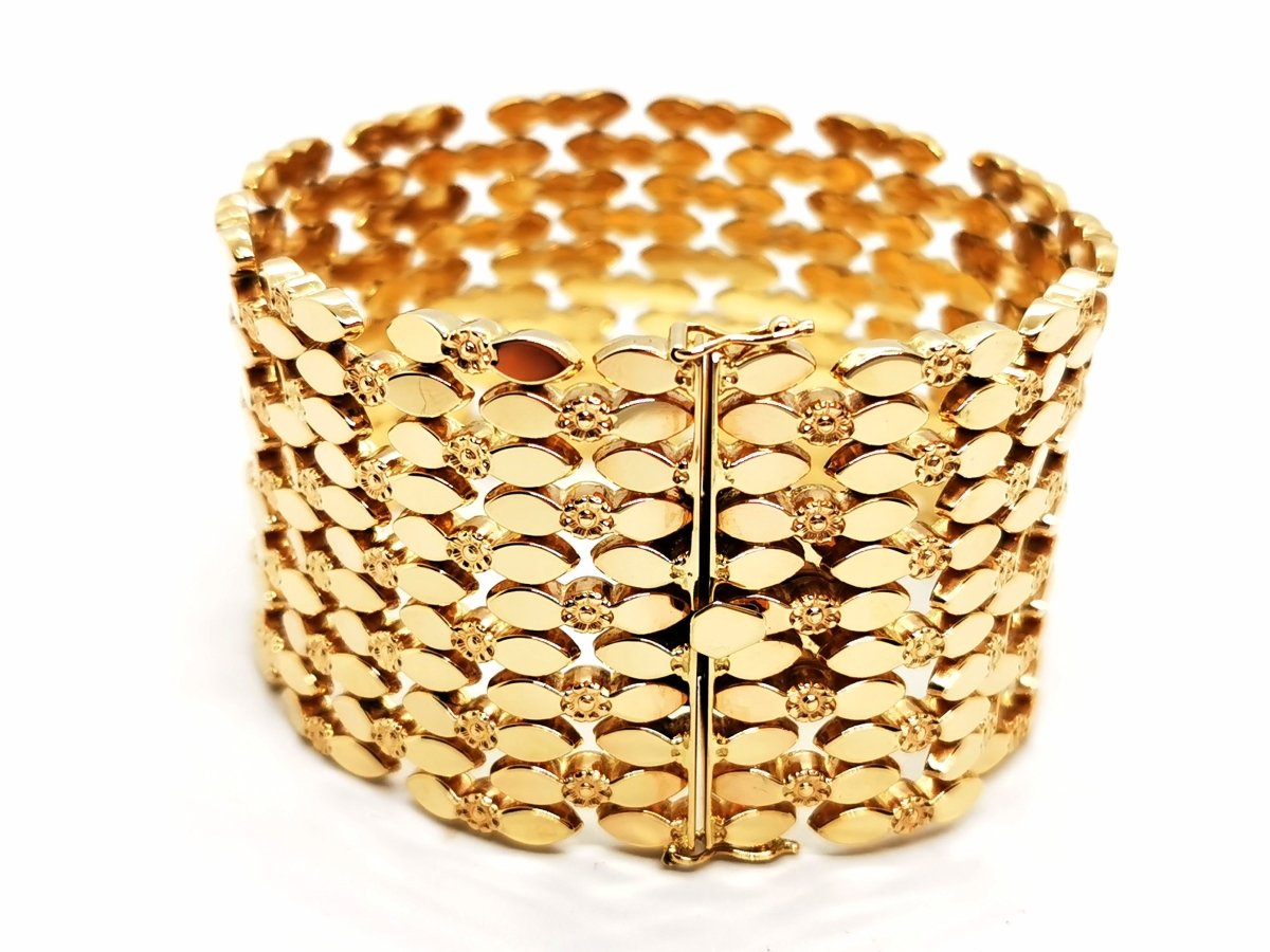 Bracelet Manchette maille en or jaune - Castafiore