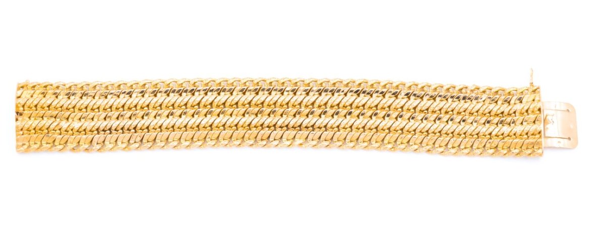 Bracelet Manchette maille en or jaune - Castafiore