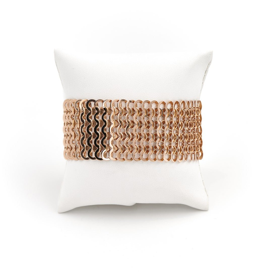 Bracelet Manchette maille en or rose - Castafiore