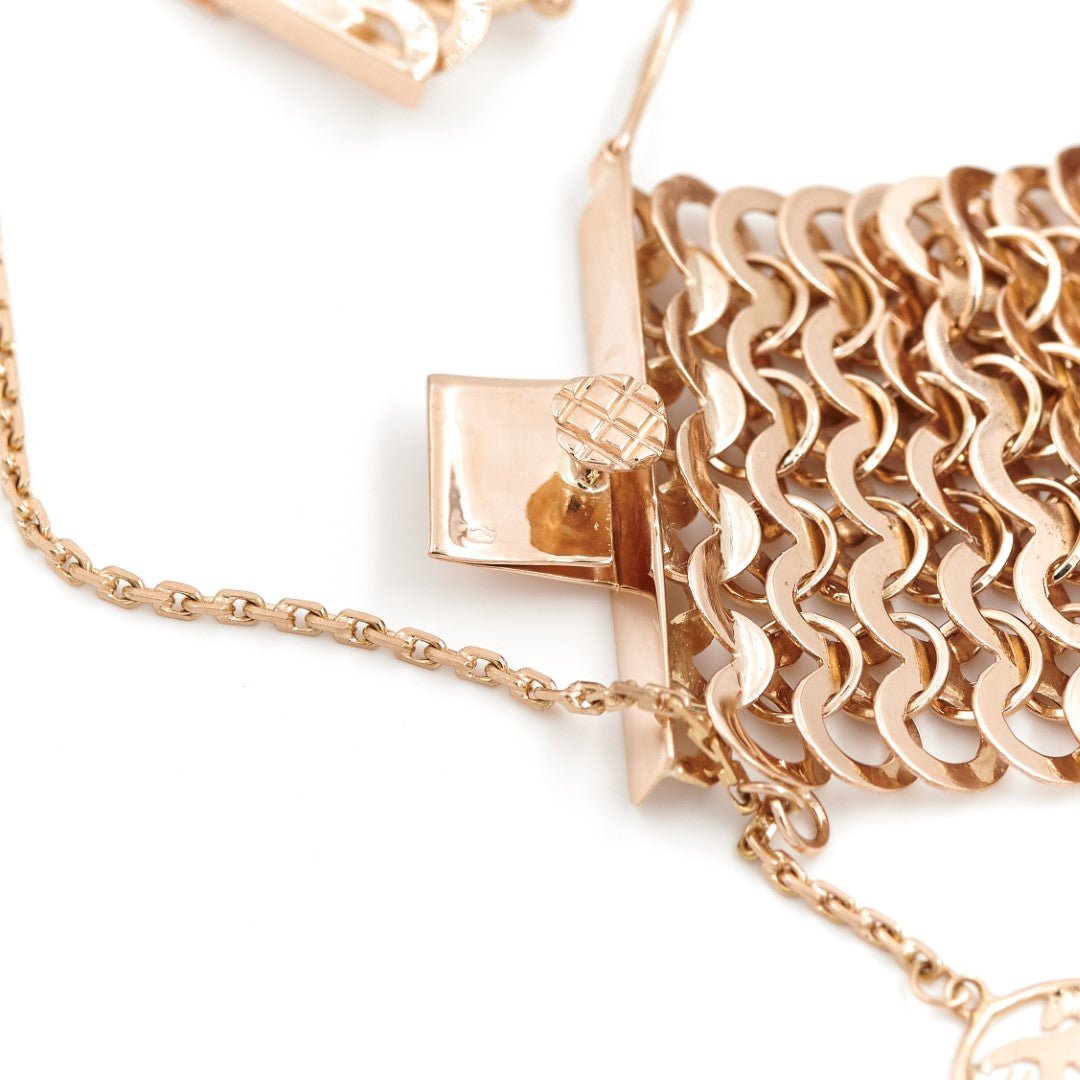 Bracelet Manchette maille en or rose - Castafiore
