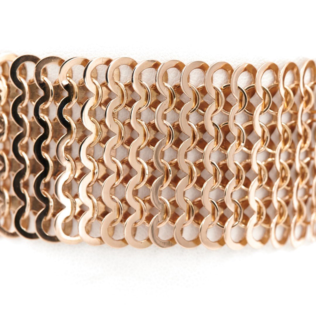 Bracelet Manchette maille en or rose - Castafiore