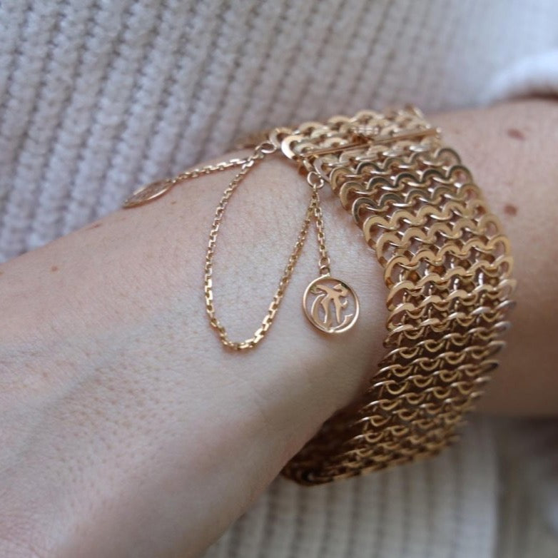 Bracelet Manchette maille en or rose - Castafiore