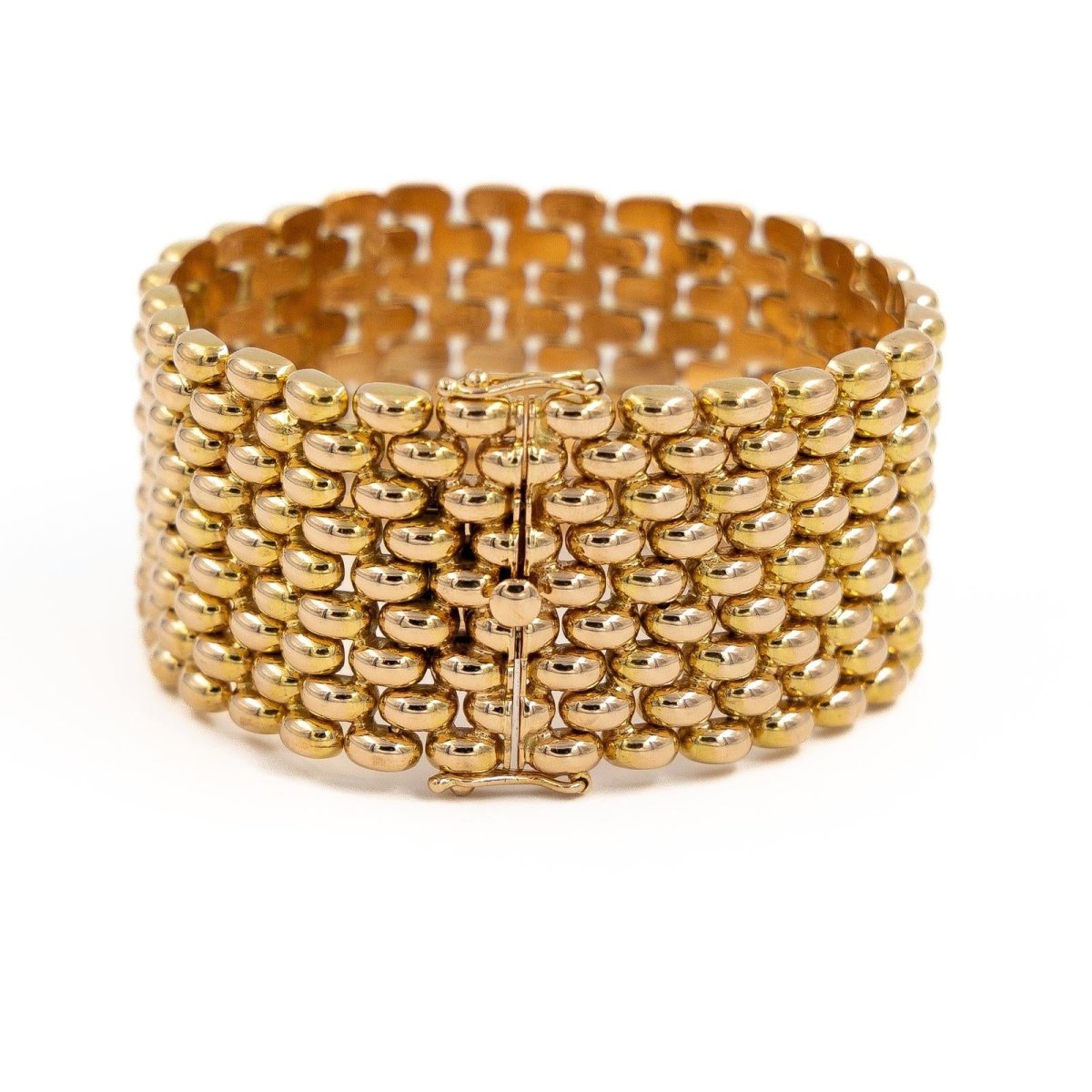 Bracelet Manchette maille grain de riz en or jaune - Castafiore
