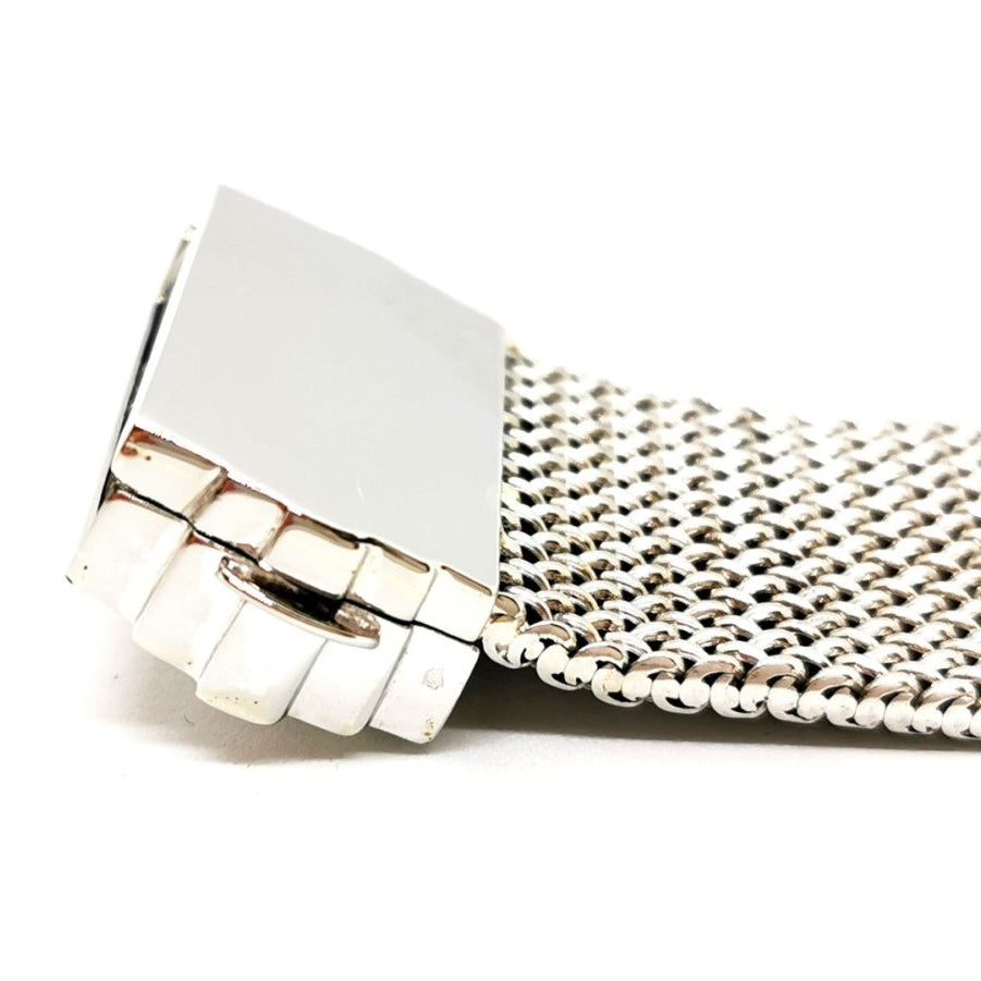 Bracelet Manchette maille polonaise en or blanc et diamants - Castafiore