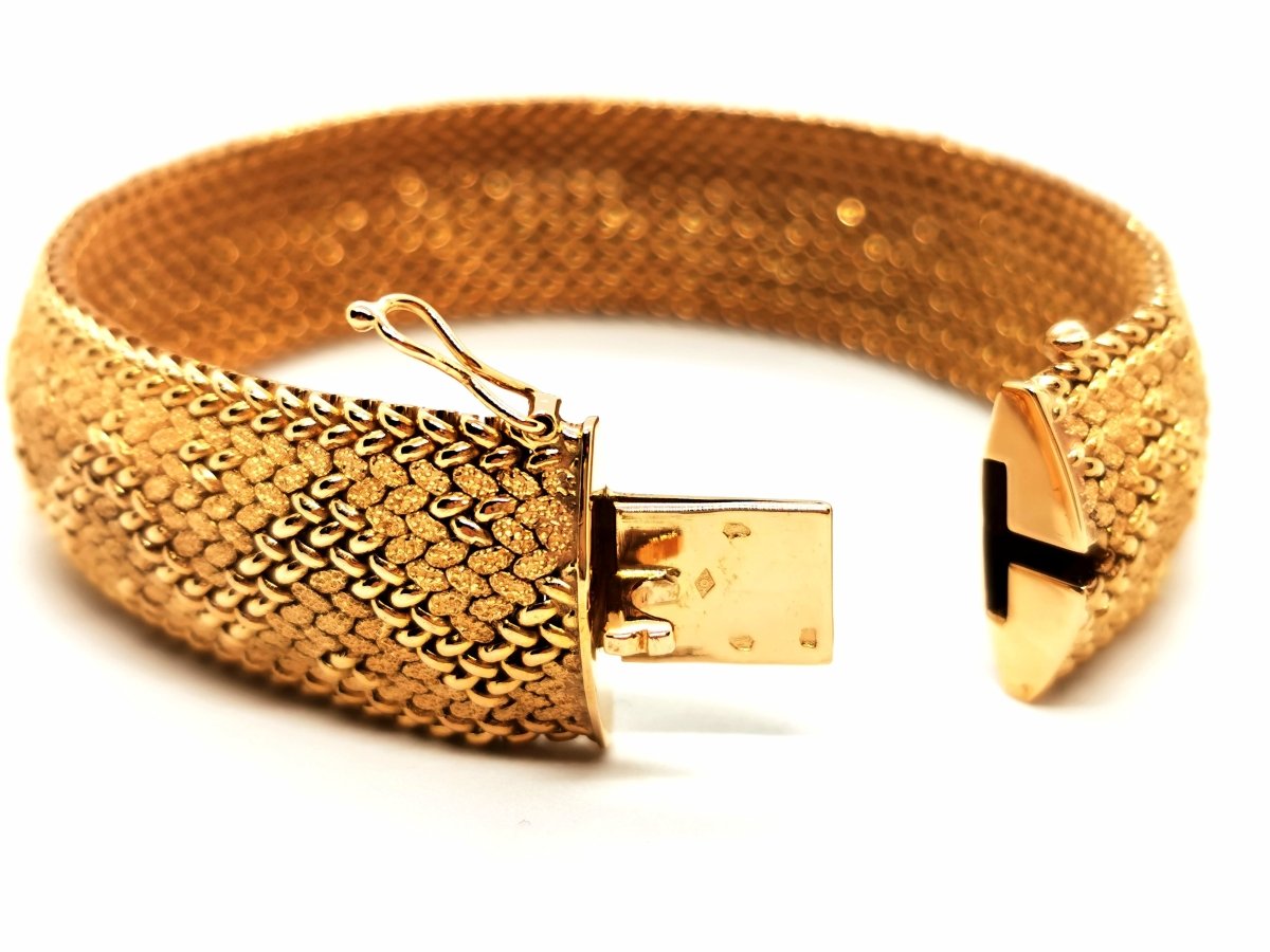 Gold Polish Mesh Cuff Bracelet