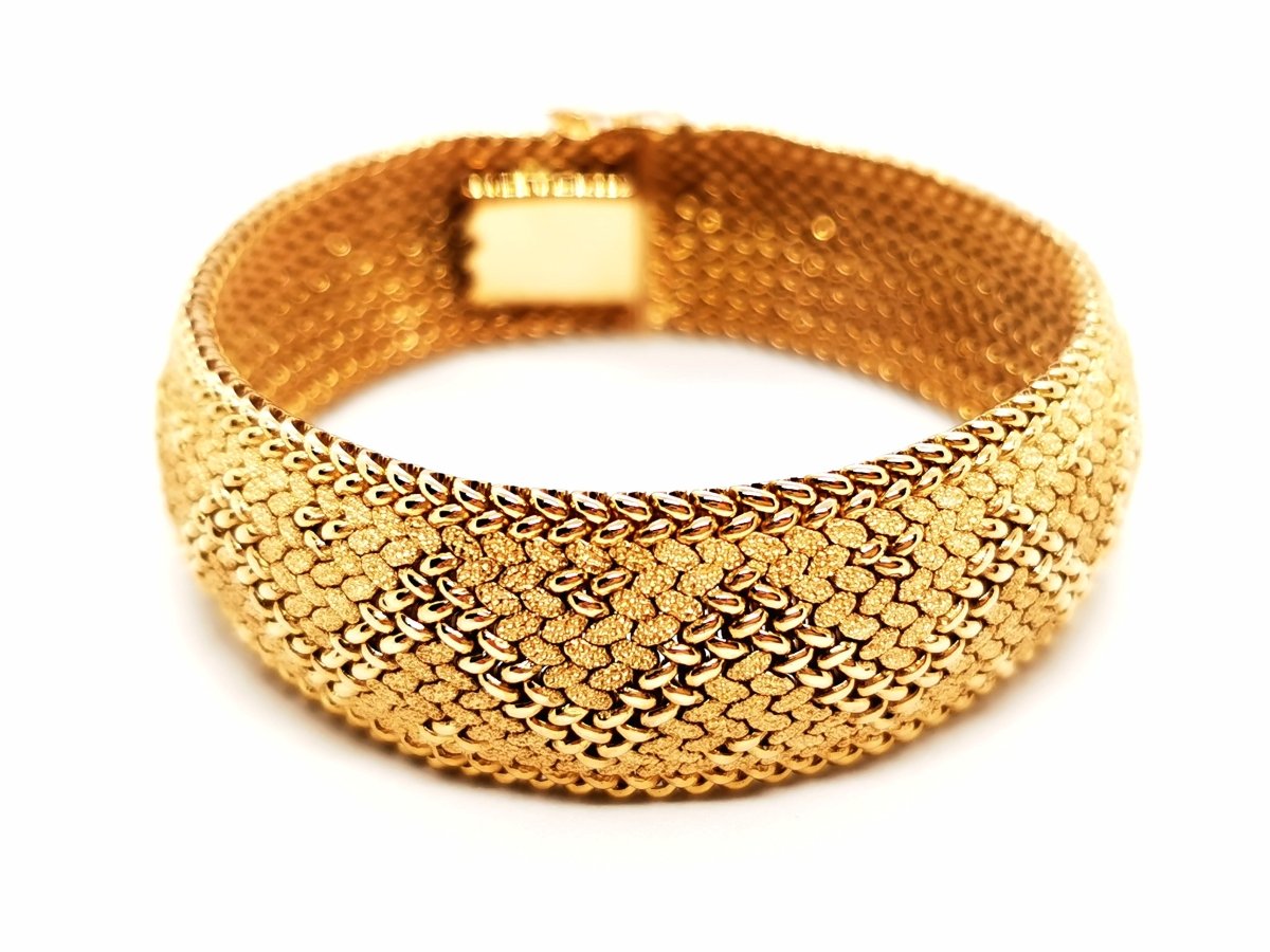 Gold Polish Mesh Cuff Bracelet