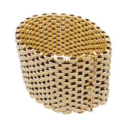 Bracelet Manchette maille résille en or jaune - Castafiore