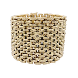 Bracelet Manchette maille résille en or jaune - Castafiore