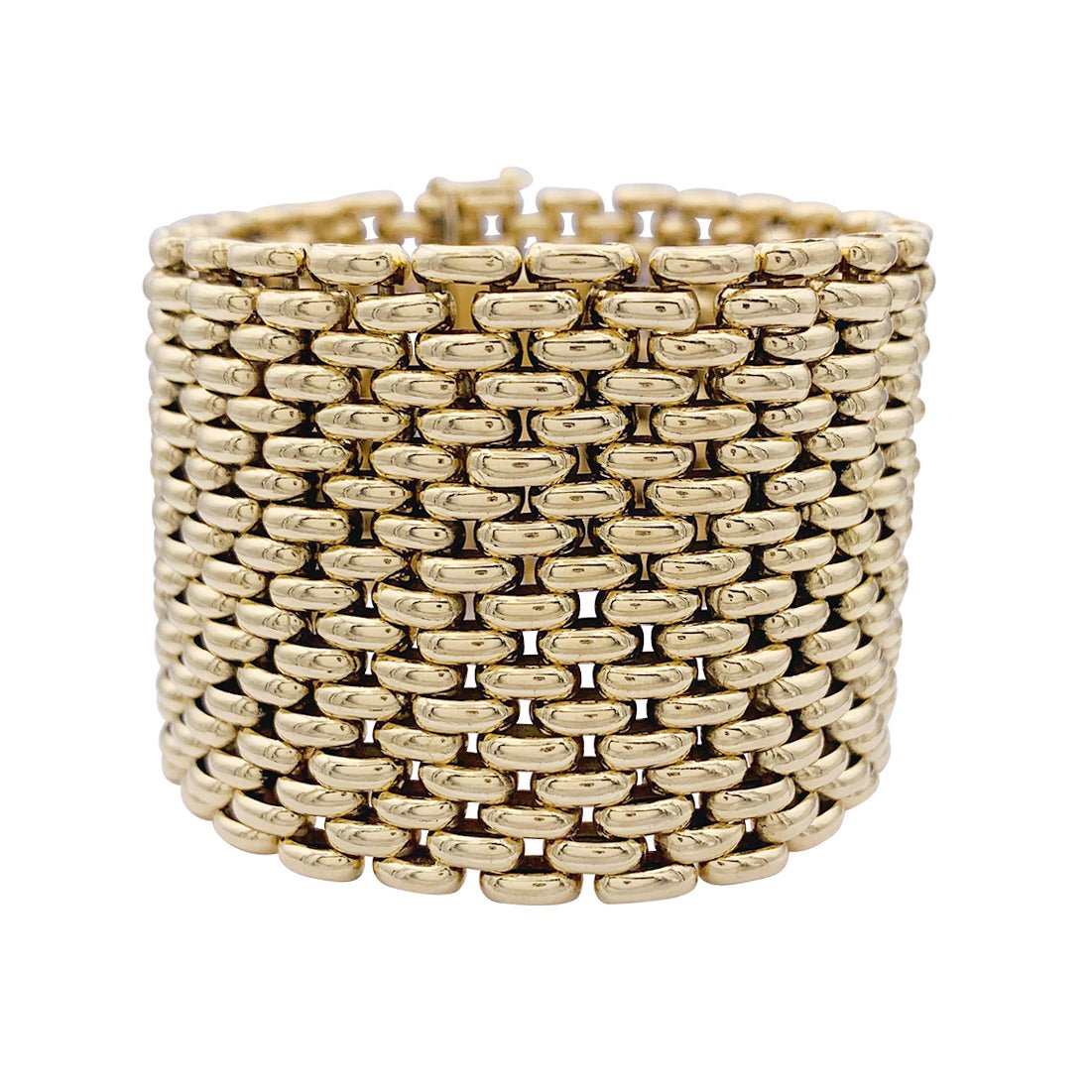 Bracelet Manchette maille résille en or jaune - Castafiore