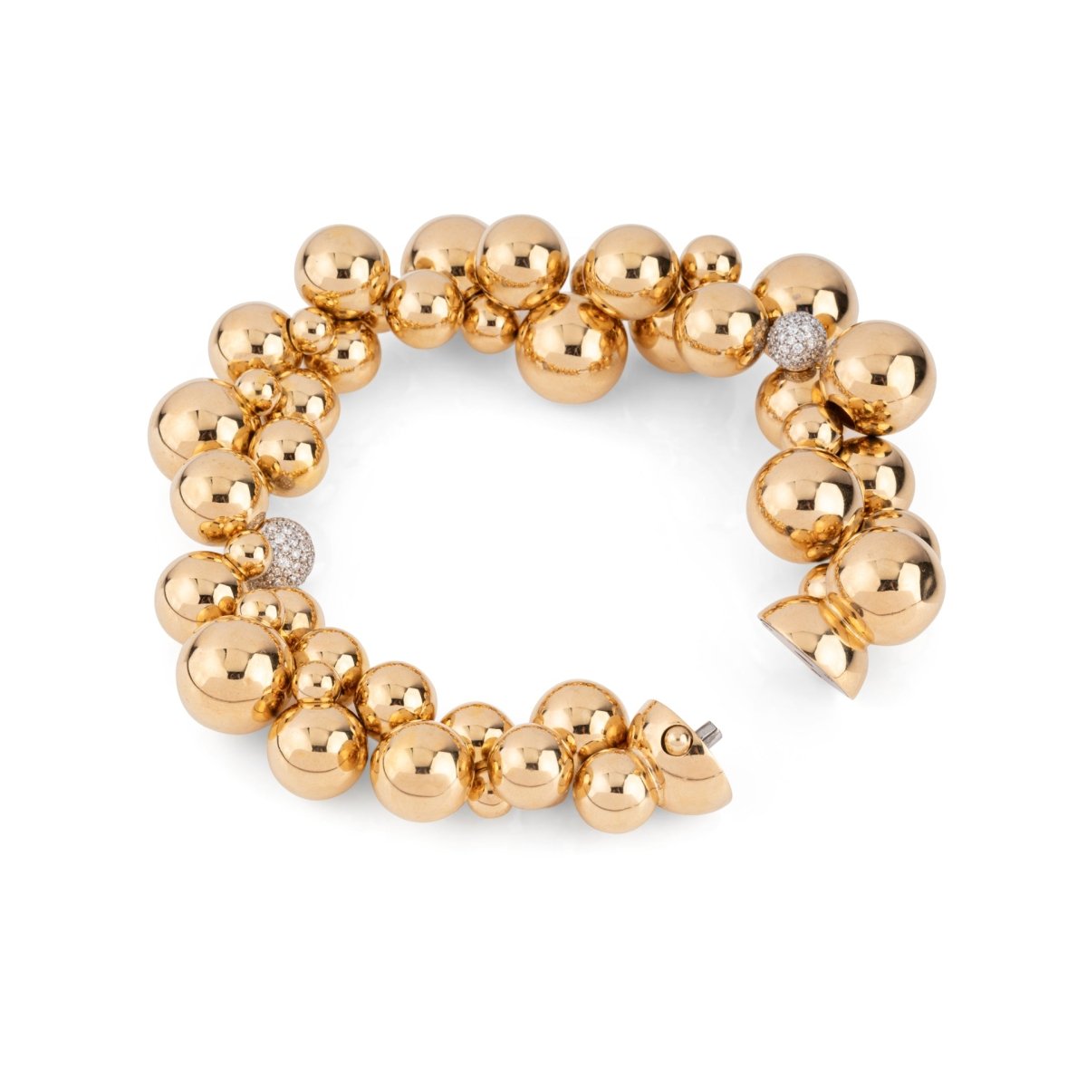 Bracelet Souple MARINA B Atomo en or jaune et diamants