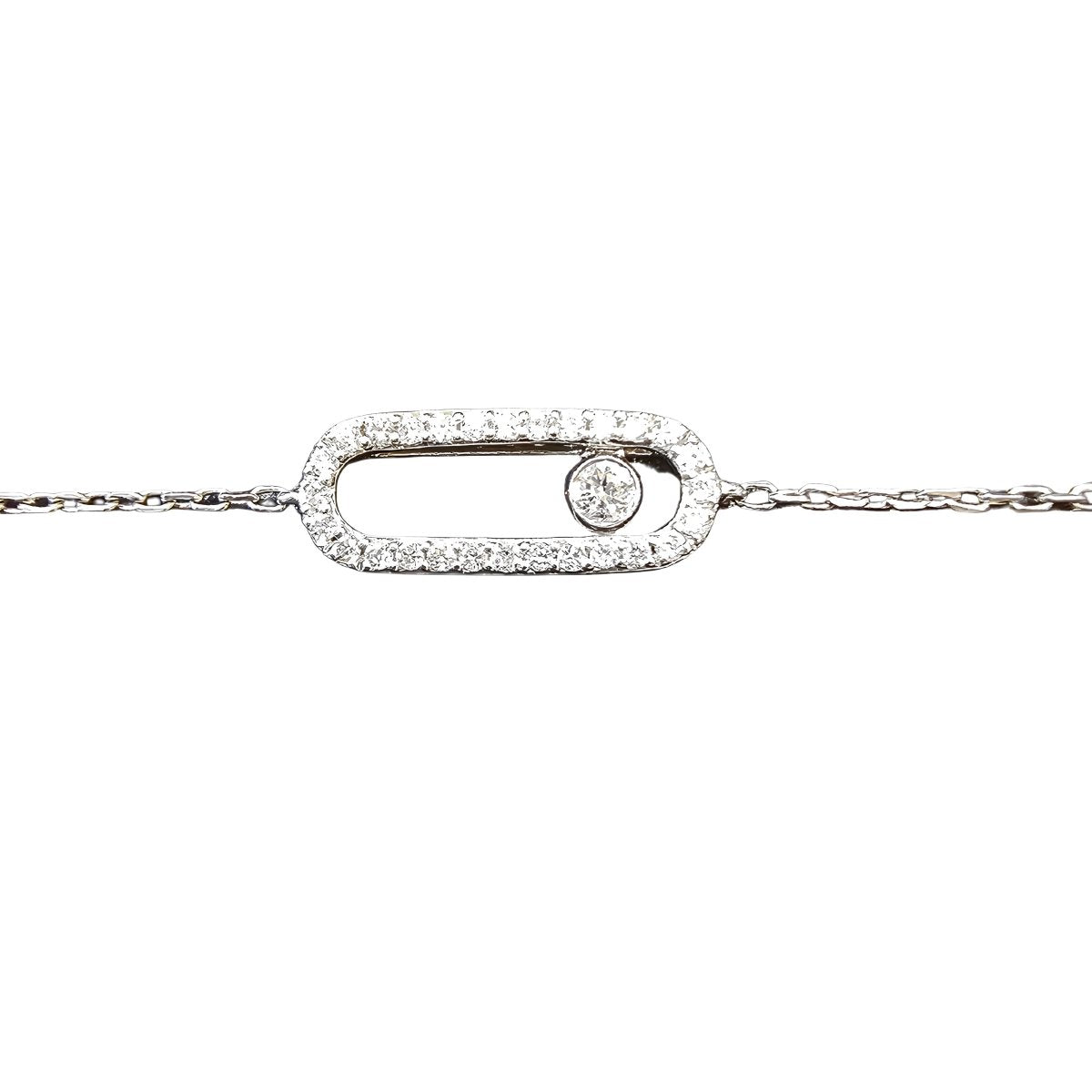 Bracelet Messika, "Move Uno Pavé" en or blanc 18 carats et diamants - Castafiore