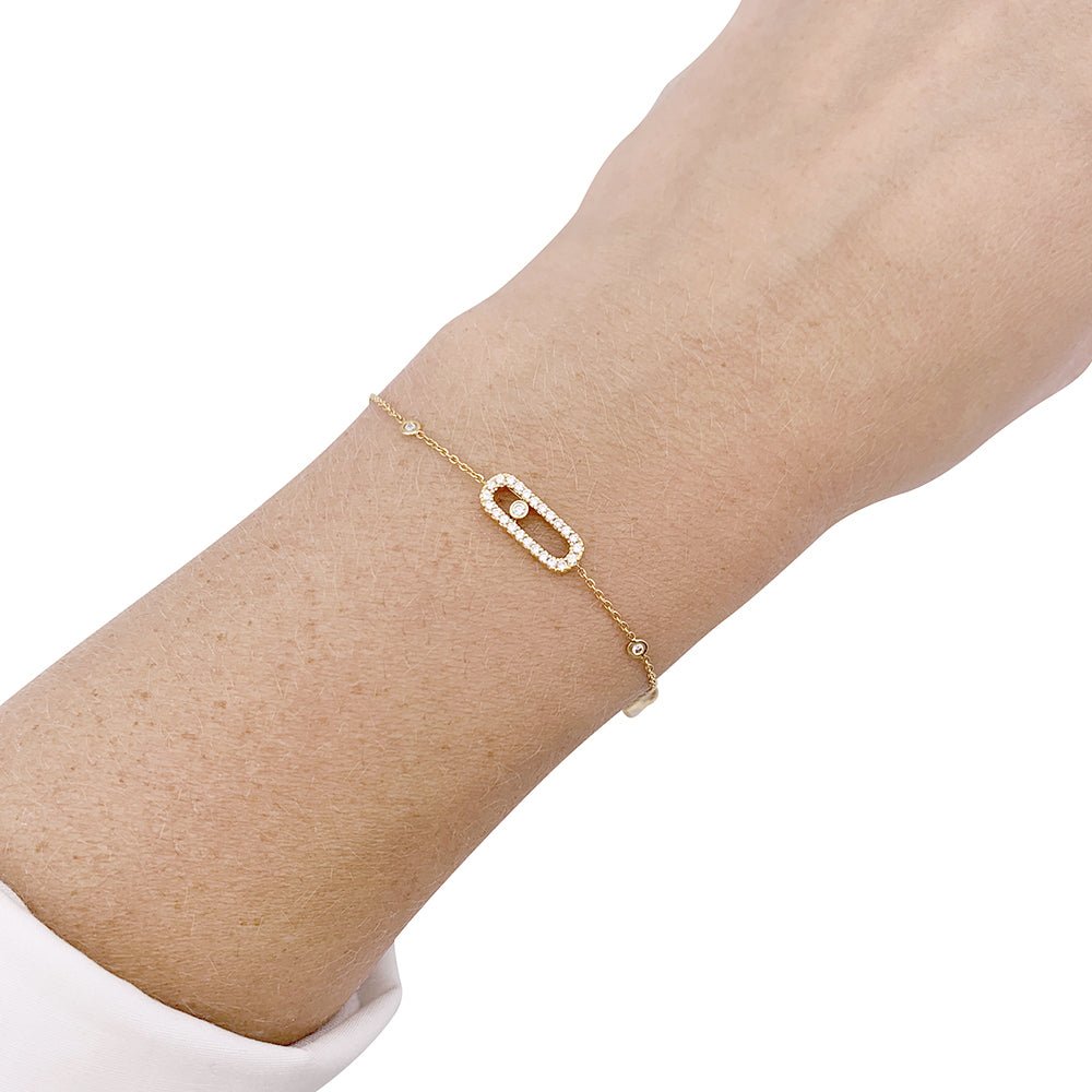 Bracelet Messika, "Move Uno Pavé", or jaune et diamants. - Castafiore