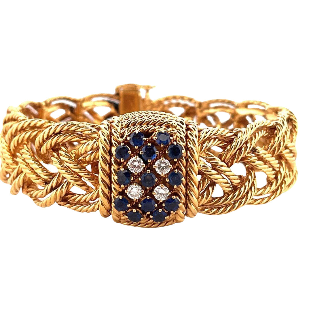 Bracelet Montre BOUCHERON en or jaune, diamants et saphirs - Castafiore