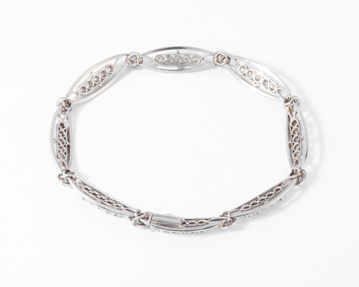Bracelet or platine et et diamant formant des maillons ovales - Castafiore