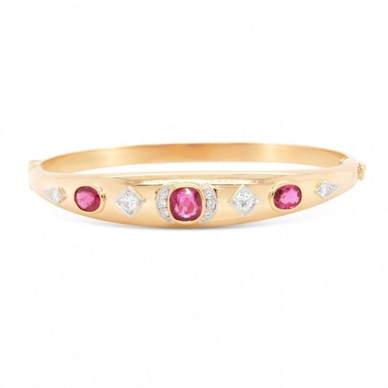 Bracelet or rose rubis diamants - Castafiore