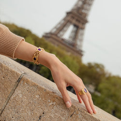 Bracelet POIRAY "Indrani" en or jaune et améthystes - Castafiore