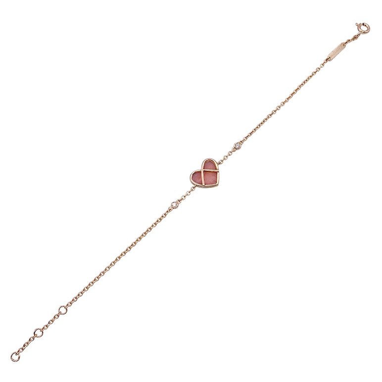 Bracelet Poiray, "L'Attrape-Coeur", or rose, opale rose, diamants - Castafiore