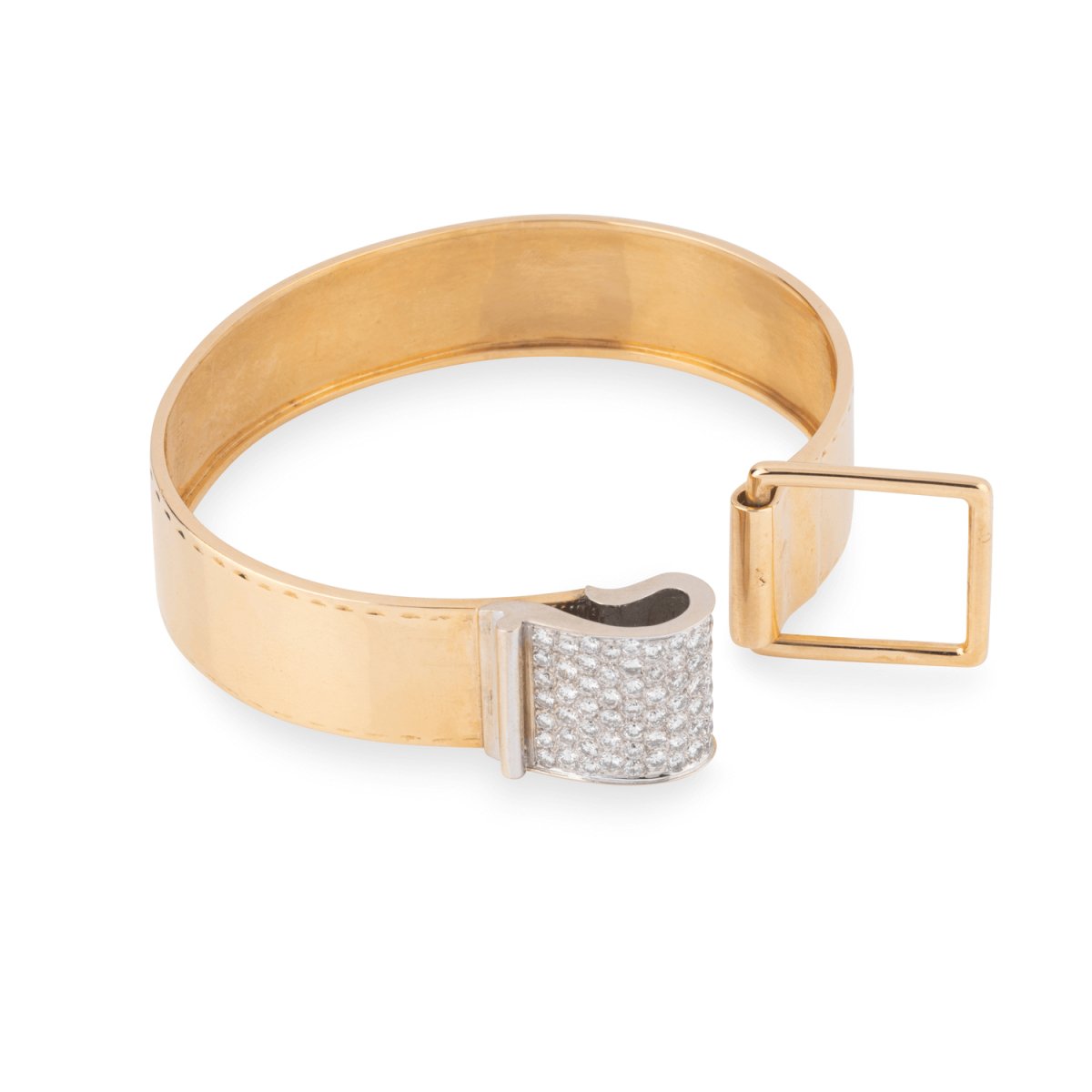 Bracelet rigide en or jaune et diamant - Castafiore