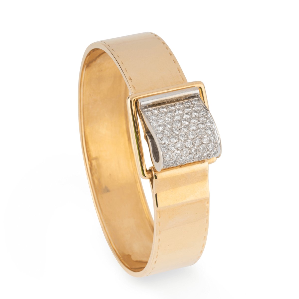 Bracelet rigide en or jaune et diamant - Castafiore