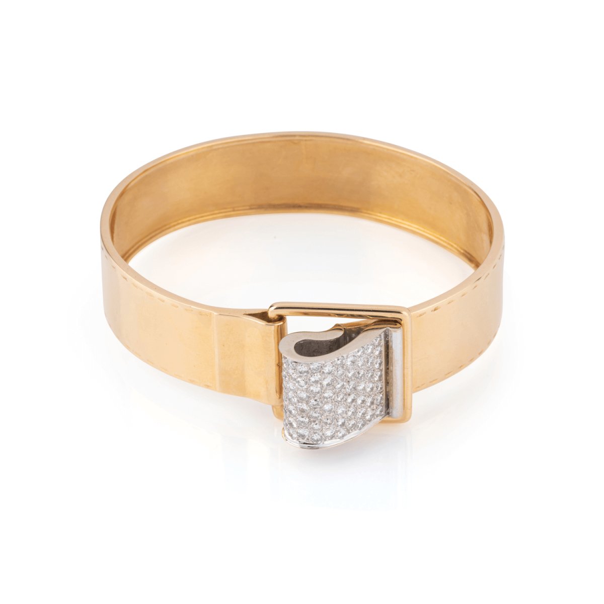 Bracelet rigide en or jaune et diamant - Castafiore