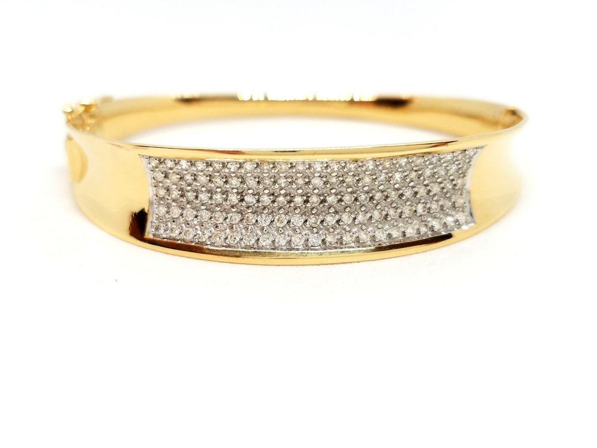 Bracelet rigide en or jaune pavé diamants - Castafiore