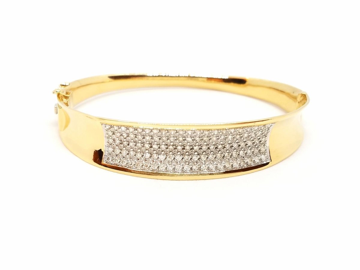 Bracelet rigide en or jaune pavé diamants - Castafiore