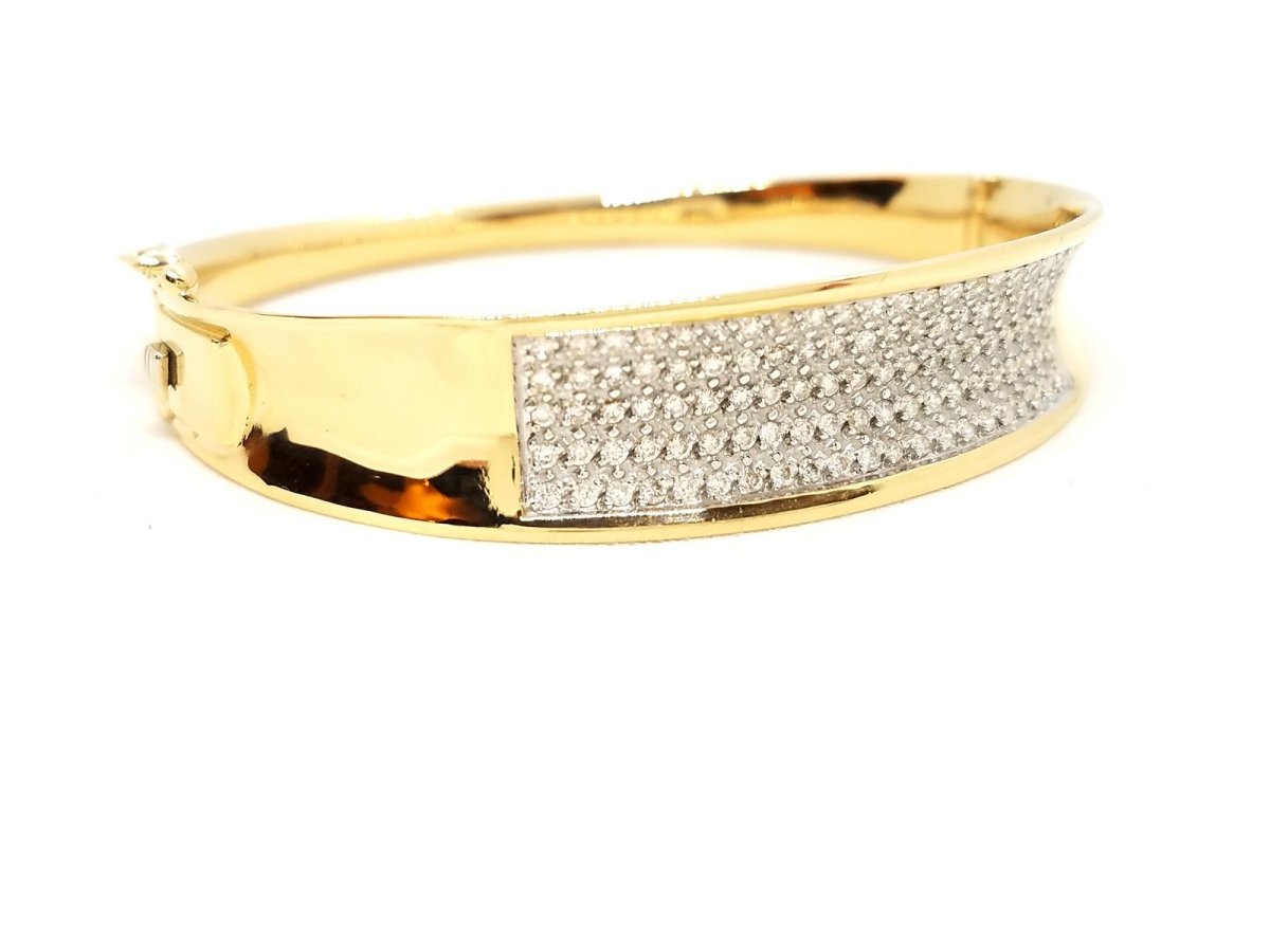 Bracelet rigide en or jaune pavé diamants - Castafiore