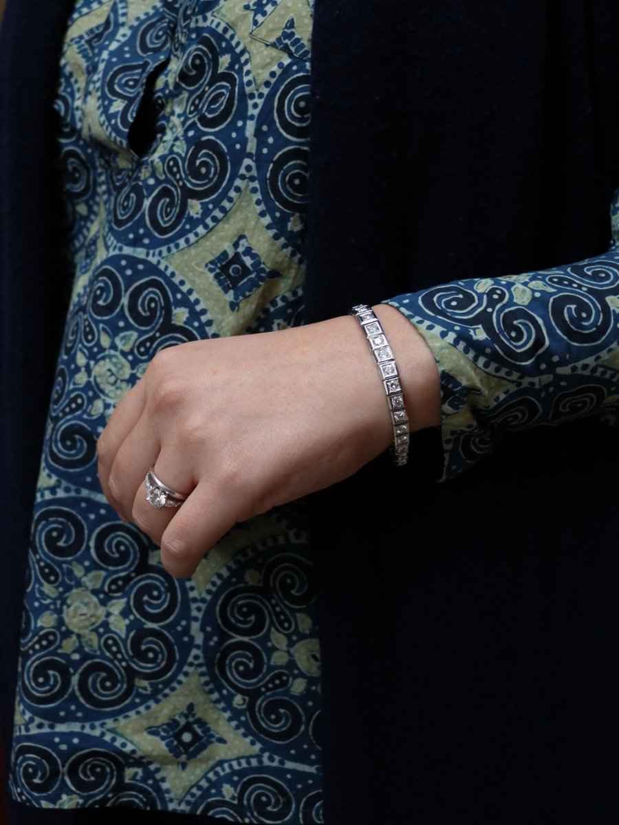 Bracelet rivière articulé en or, platine et diamants - Castafiore