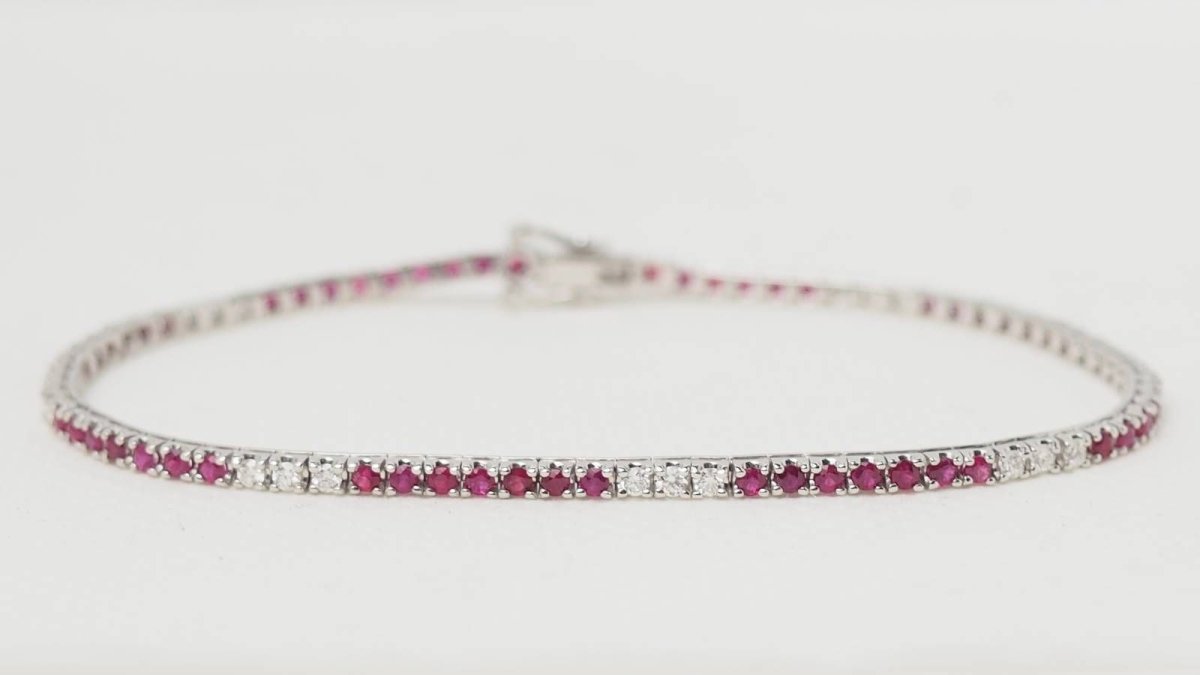 Bracelet rivière en or blanc, rubis et diamants - Castafiore