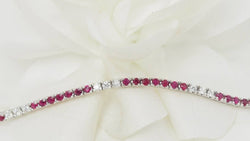 Bracelet rivière en or blanc, rubis et diamants - Castafiore