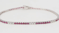 Bracelet rivière en or blanc, rubis et diamants - Castafiore