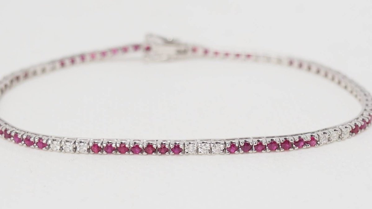 Bracelet rivière en or blanc, rubis et diamants - Castafiore