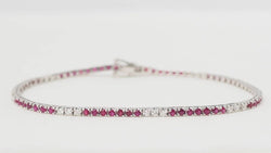 Bracelet rivière en or blanc, rubis et diamants - Castafiore