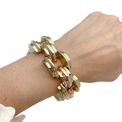 Bracelet Tank, trois tons d'or - Castafiore