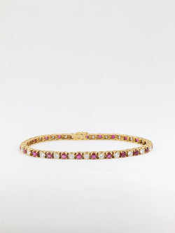 Bracelet tennis vintage en or, rubis et diamants - Castafiore