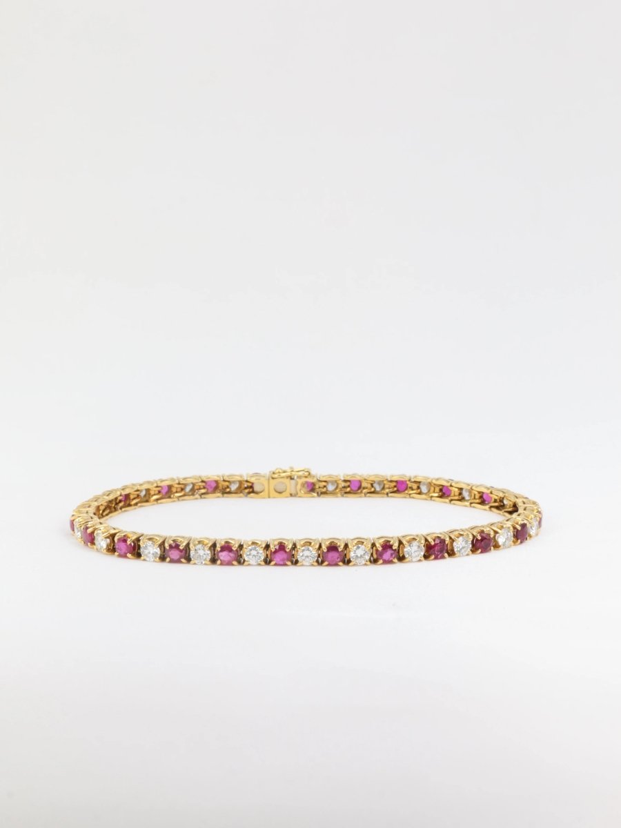 Bracelet tennis vintage en or, rubis et diamants - Castafiore