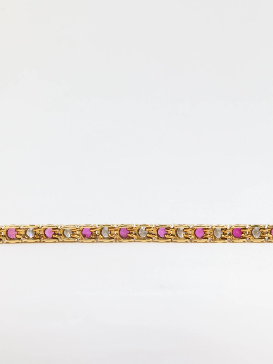 Bracelet tennis vintage en or, rubis et diamants - Castafiore