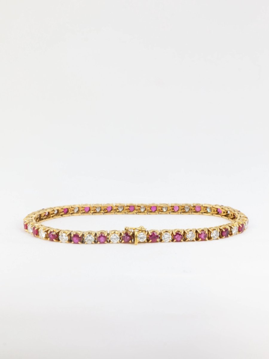 Bracelet tennis vintage en or, rubis et diamants - Castafiore
