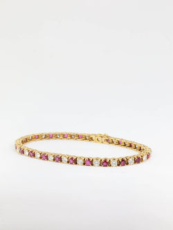Bracelet tennis vintage en or, rubis et diamants - Castafiore