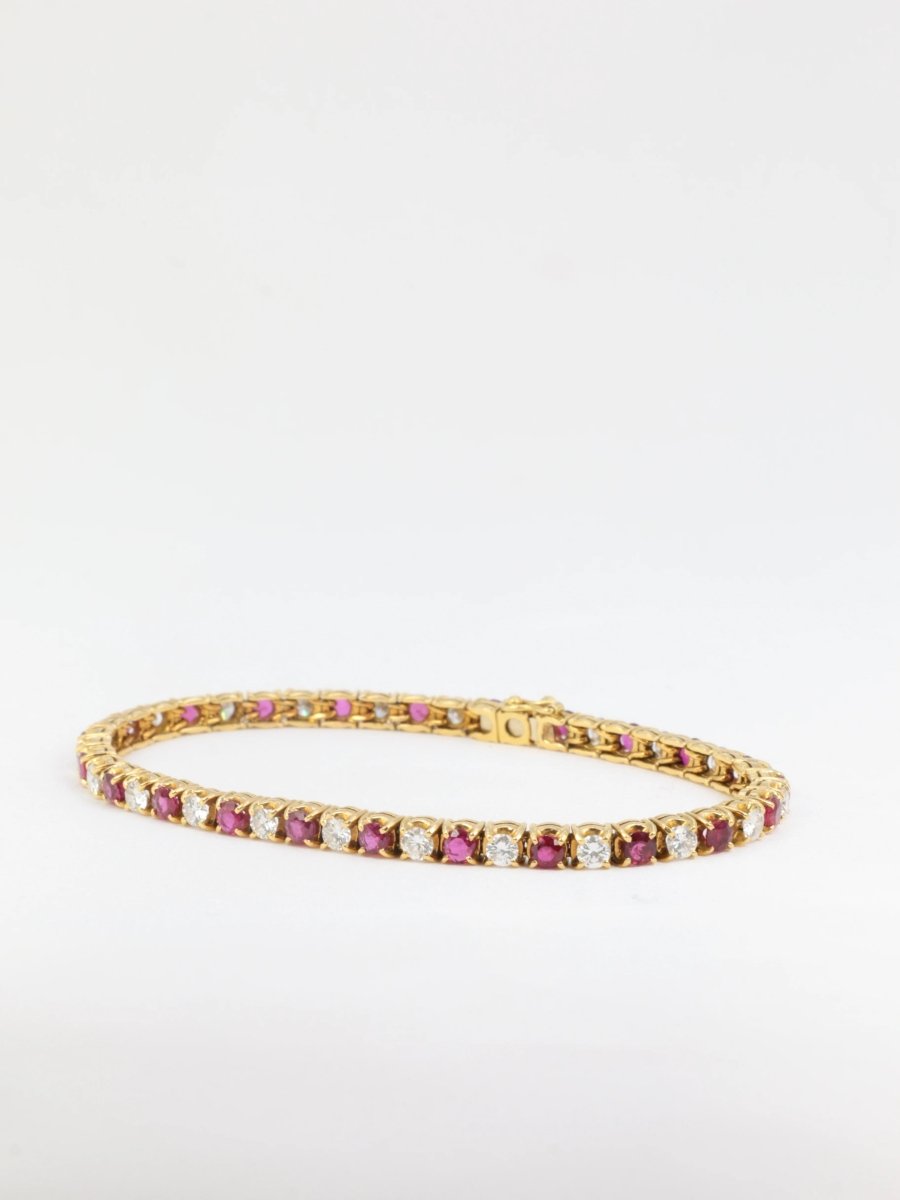 Bracelet tennis vintage en or, rubis et diamants - Castafiore