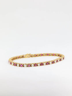 Bracelet tennis vintage en or, rubis et diamants - Castafiore