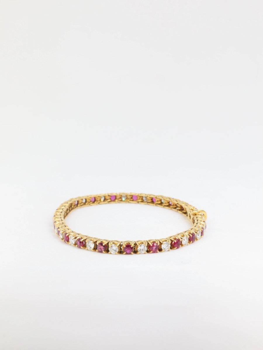 Bracelet tennis vintage en or, rubis et diamants - Castafiore