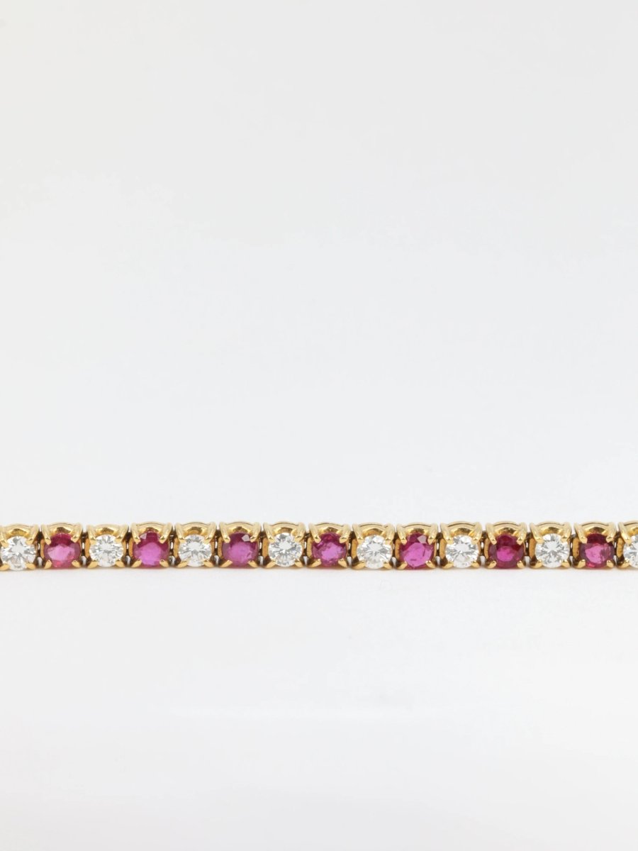 Bracelet tennis vintage en or, rubis et diamants - Castafiore