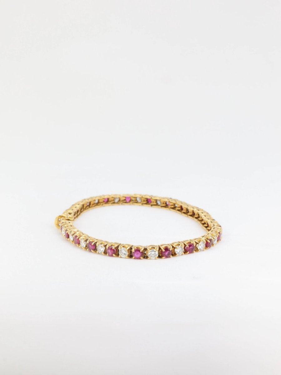 Bracelet tennis vintage en or, rubis et diamants - Castafiore