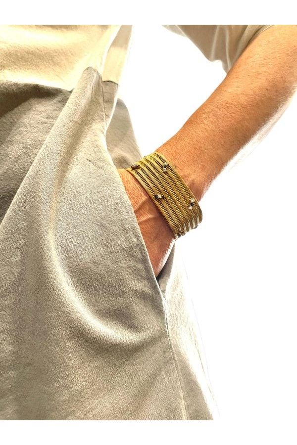 BRACELET TRESSÉ ANNÉES 60' SAPHIRS ET DIAMANTS - Castafiore