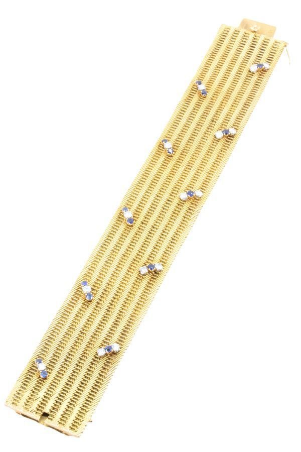 BRACELET TRESSÉ ANNÉES 60' SAPHIRS ET DIAMANTS - Castafiore