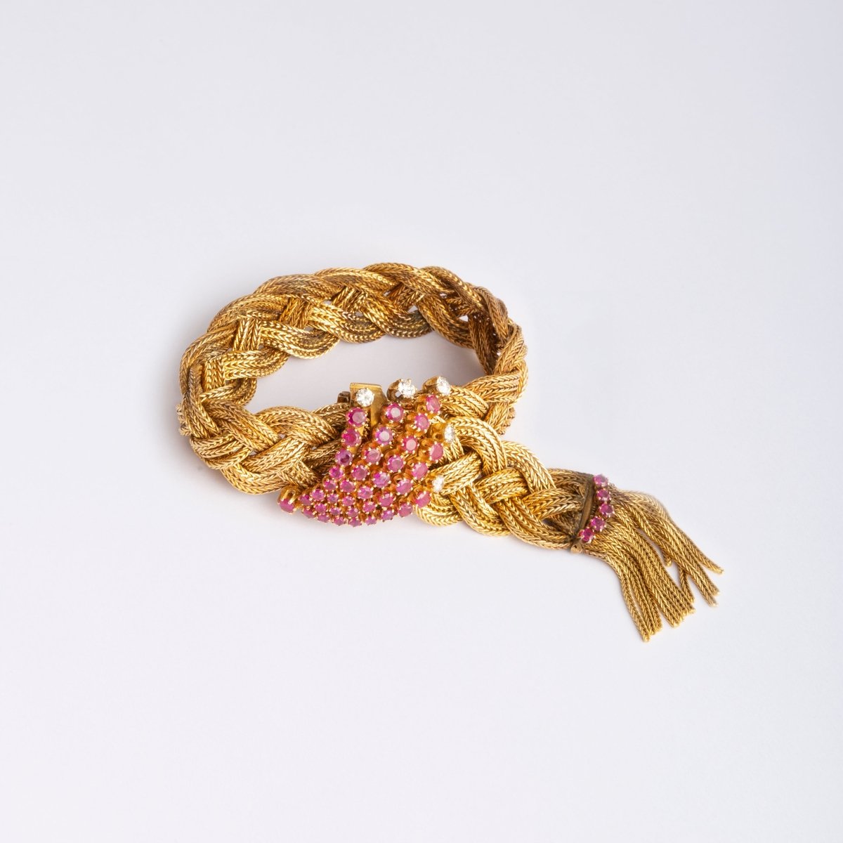 Bracelet tressé en or et rubis - Castafiore
