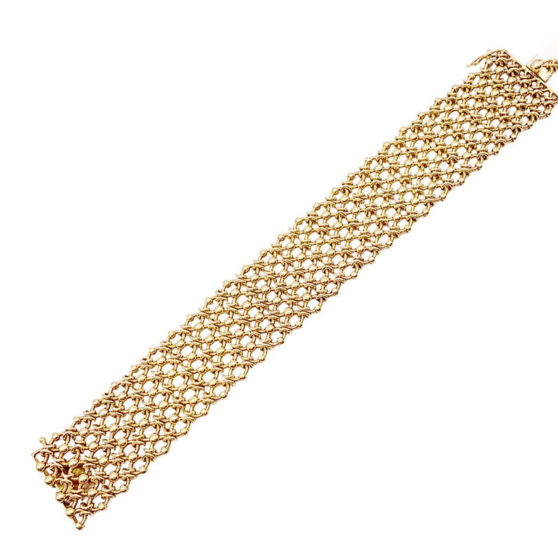 Bracelet vintage Cartier, "Résille", or jaune - Castafiore